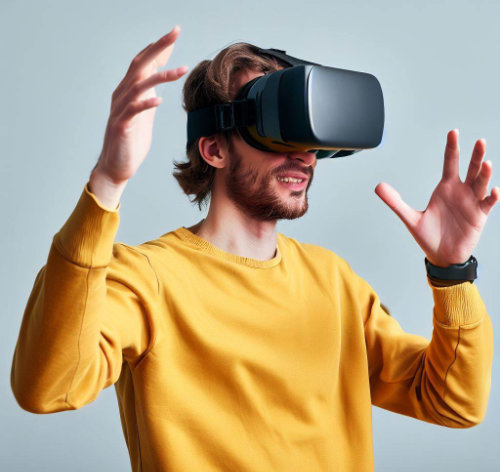 A man using VR