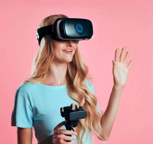A woman using VR